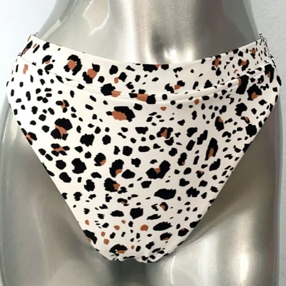 Victorias Secret New White Cheetah High Leg High Waist Sexy Bikini Bottom - Picture 3 of 5